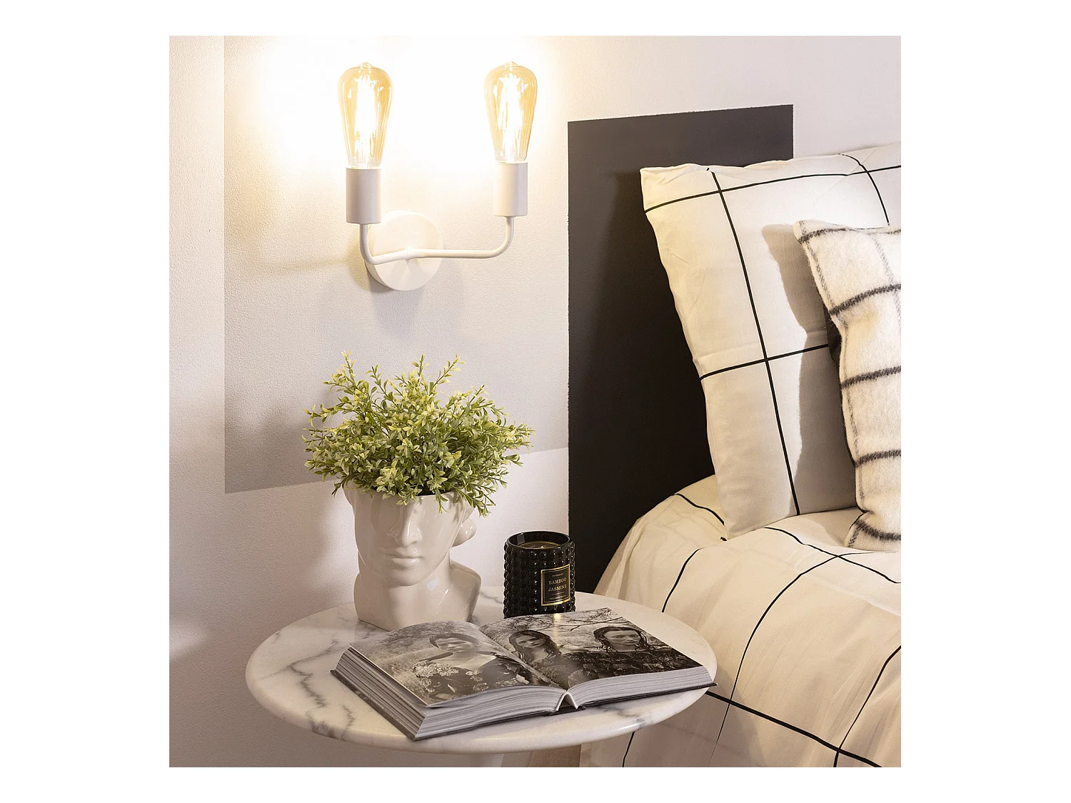 Applique da Parete Metallo 2 Faretti Jayso Bianco