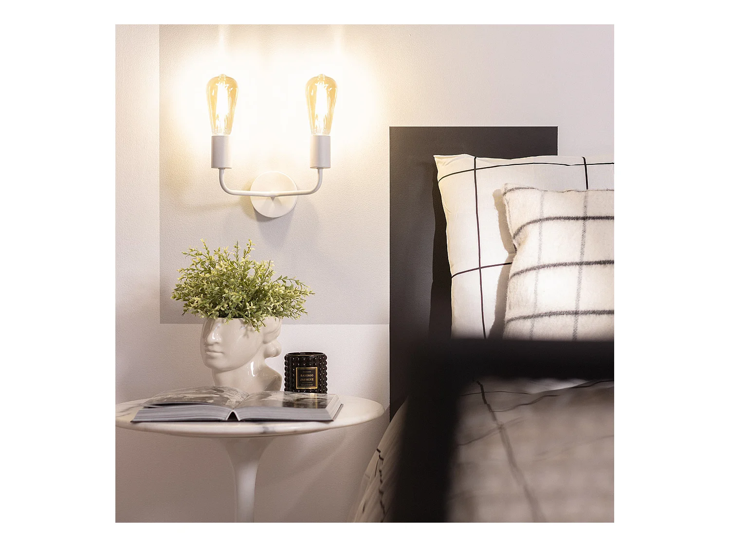 Applique da Parete Metallo 2 Faretti Jayso Bianco