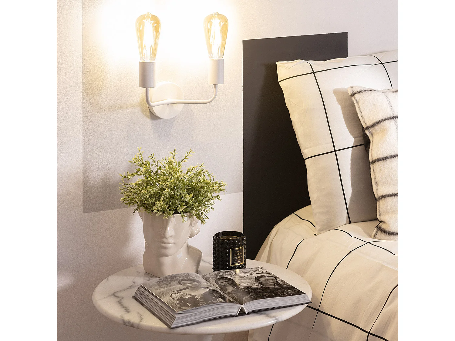 Lampe Murale Métal 2 Spots Jayso  Blanc