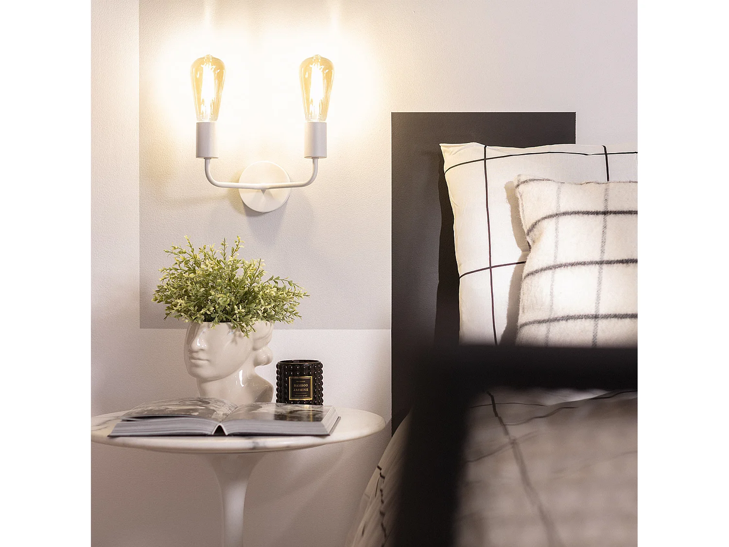 Lampe Murale Métal 2 Spots Jayso  Blanc