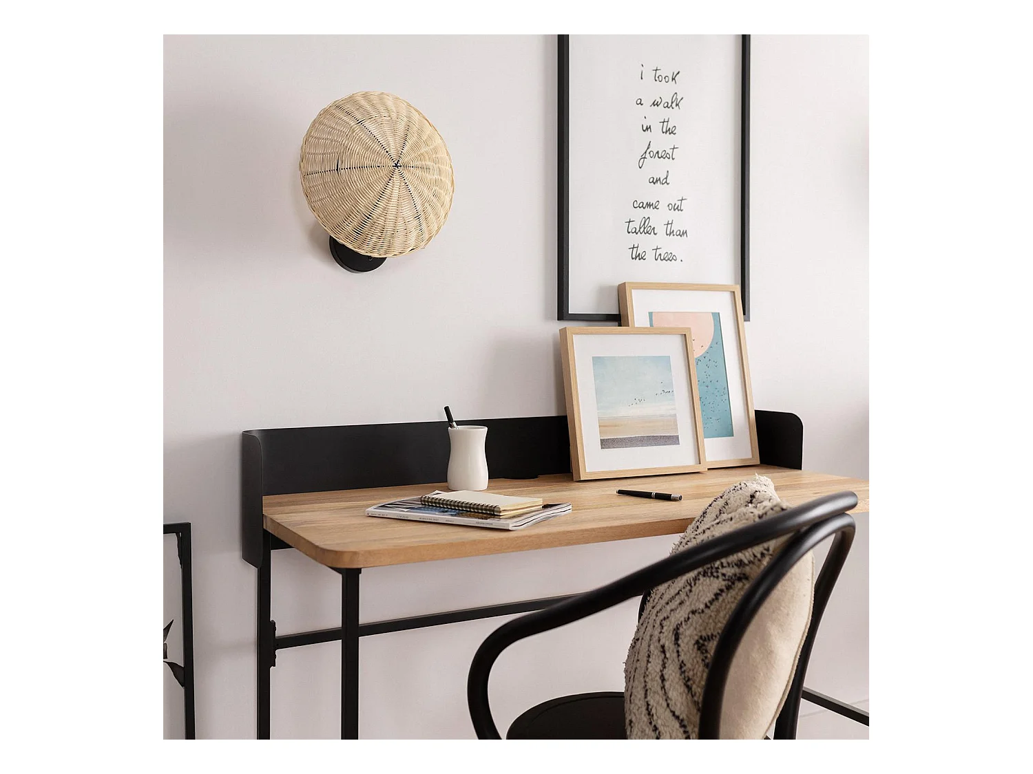 Applique Murale Rotin Salmor Noir