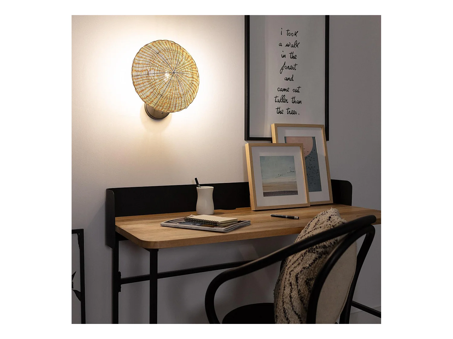 Applique Murale Rotin Salmor Noir