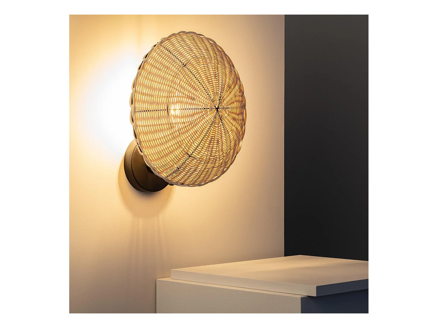 Applique Murale Rotin Salmor Noir