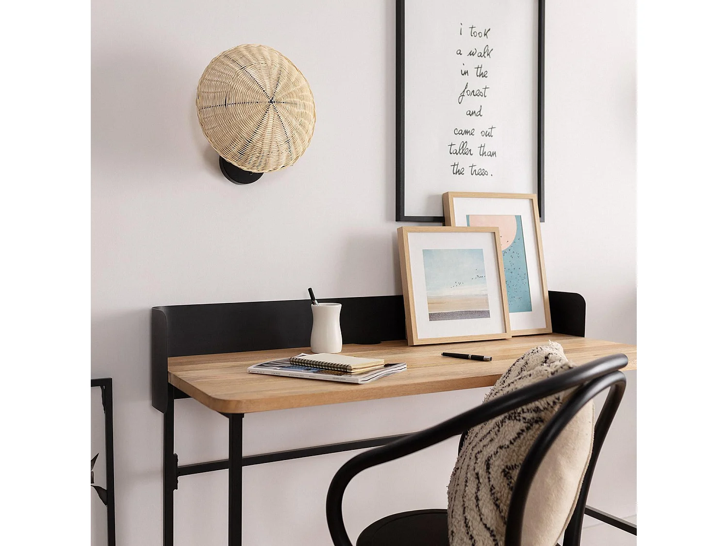 Applique Murale Rotin Salmor Noir