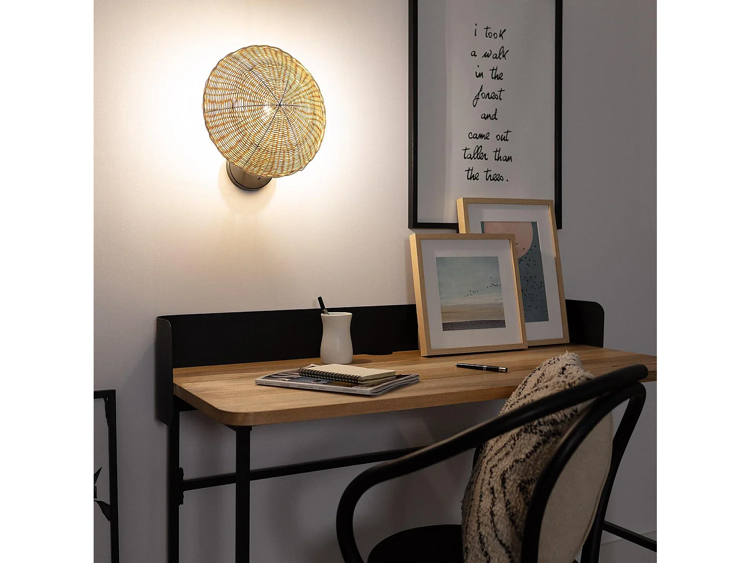 Applique Murale Rotin Salmor Noir