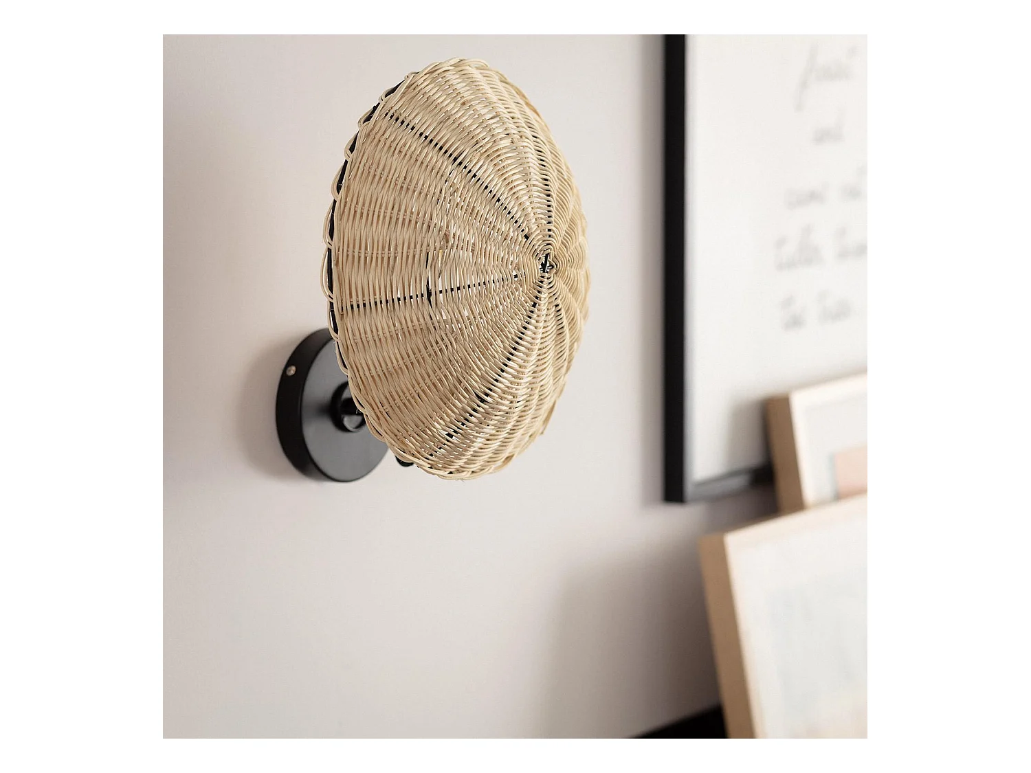 Applique Murale Rotin Salmor Noir