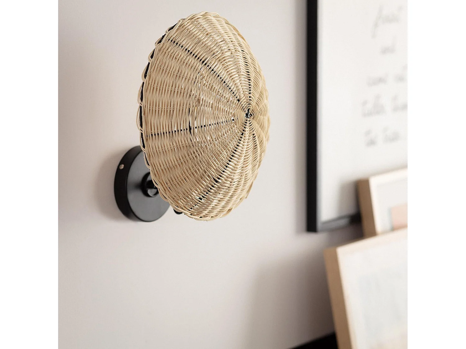 Applique Murale Rotin Salmor Noir