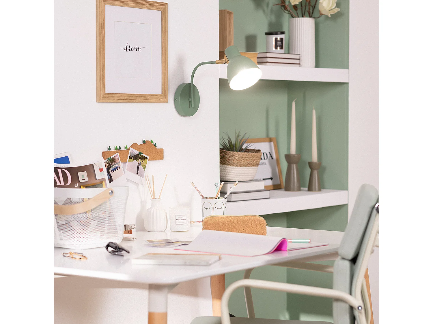 Lampe Murale Métal Colima Vert Céladon