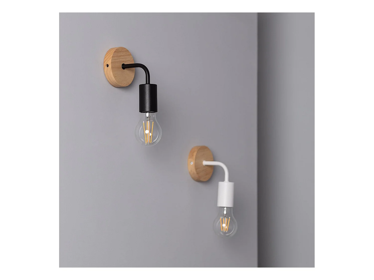 Lámpara de Pared de Madera y Metal Jedali Blanco