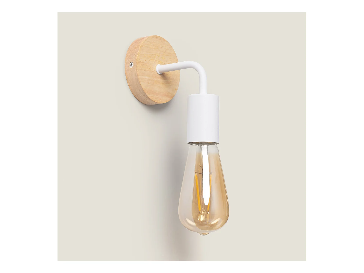 Lámpara de Pared de Madera y Metal Jedali Blanco