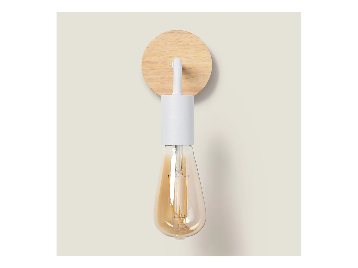 Lámpara de Pared de Madera y Metal Jedali Blanco