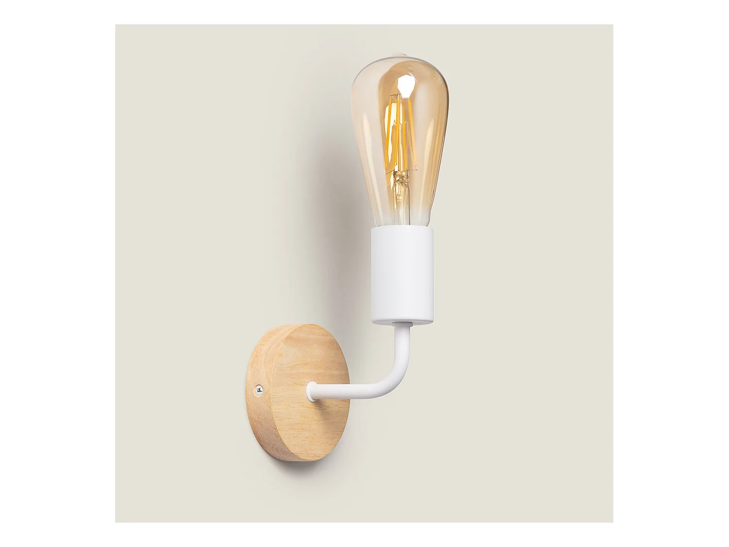 Lámpara de Pared de Madera y Metal Jedali Blanco