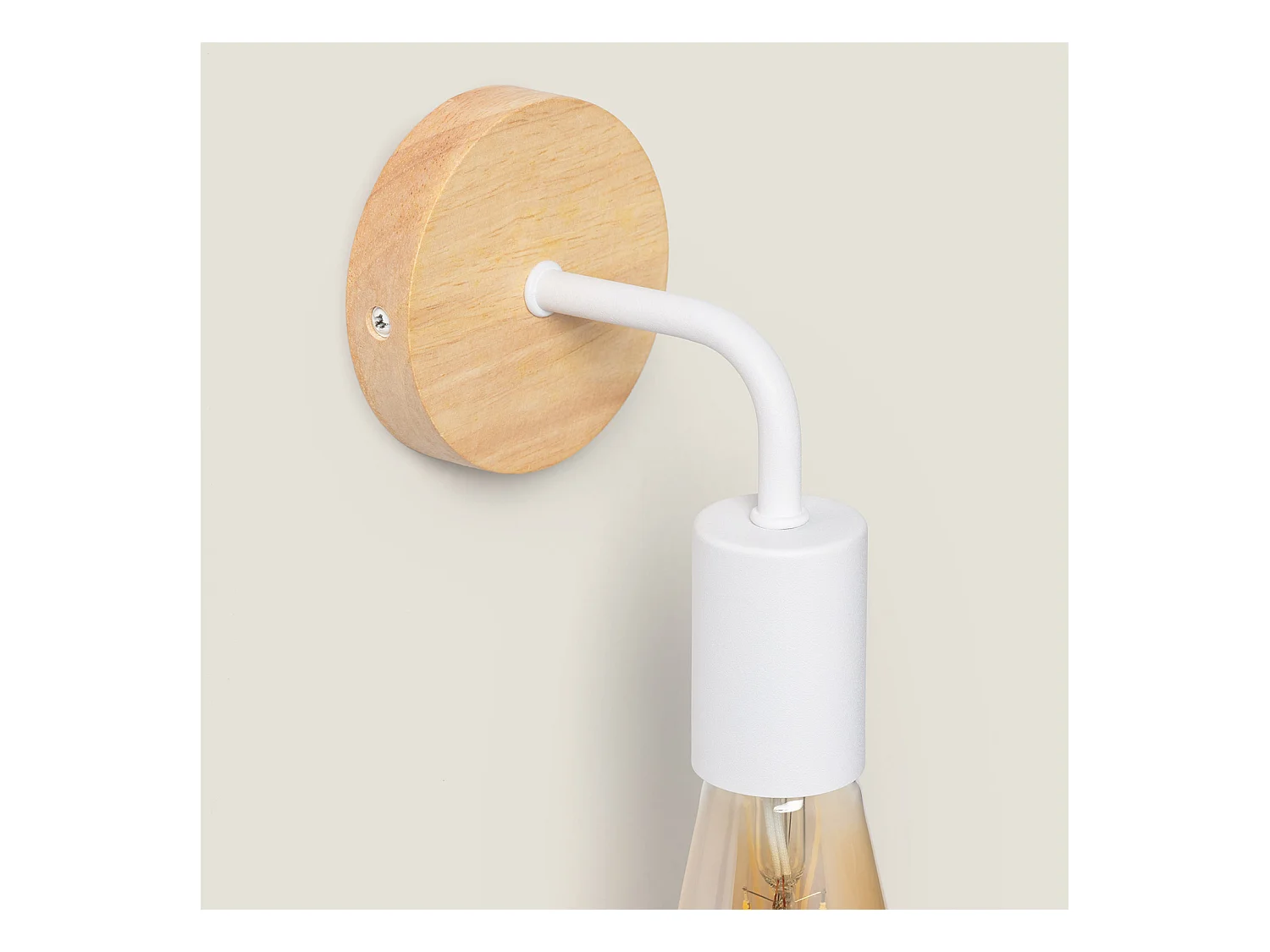 Lámpara de Pared de Madera y Metal Jedali Blanco