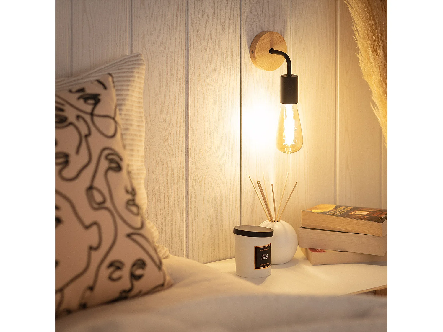 Lampe Murale Bois et Métal Jedali Blanc