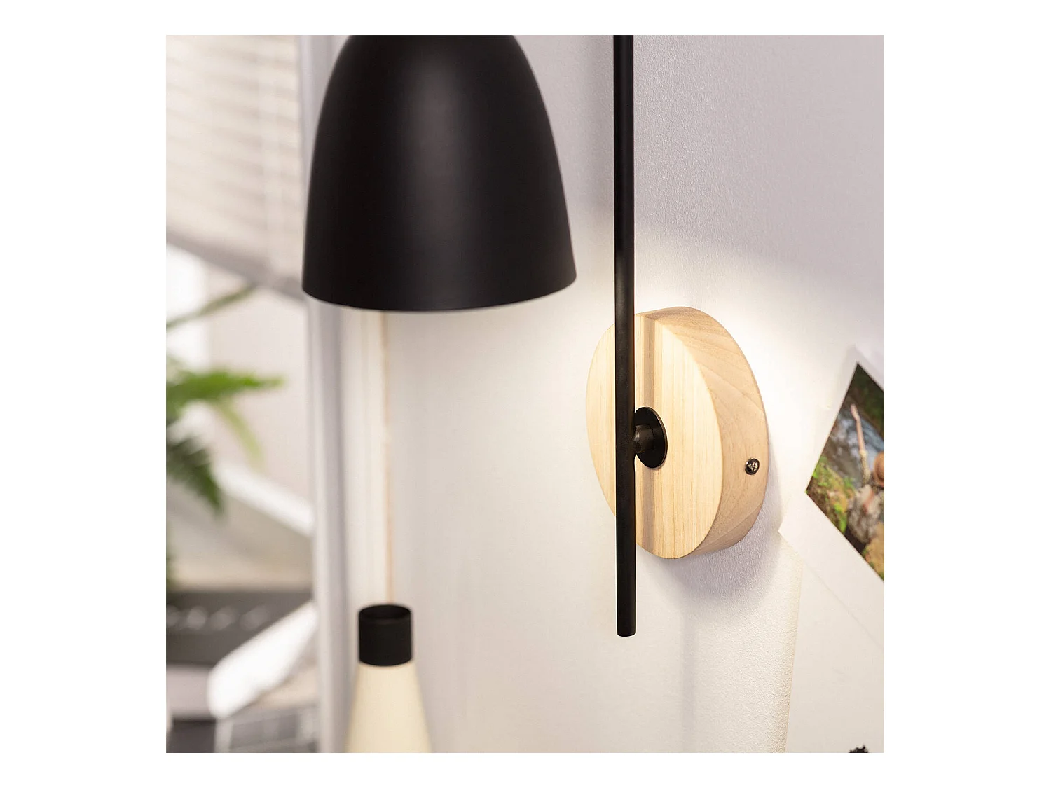 TechBrey Lámpara de Pared de Madera y Metal Fresne