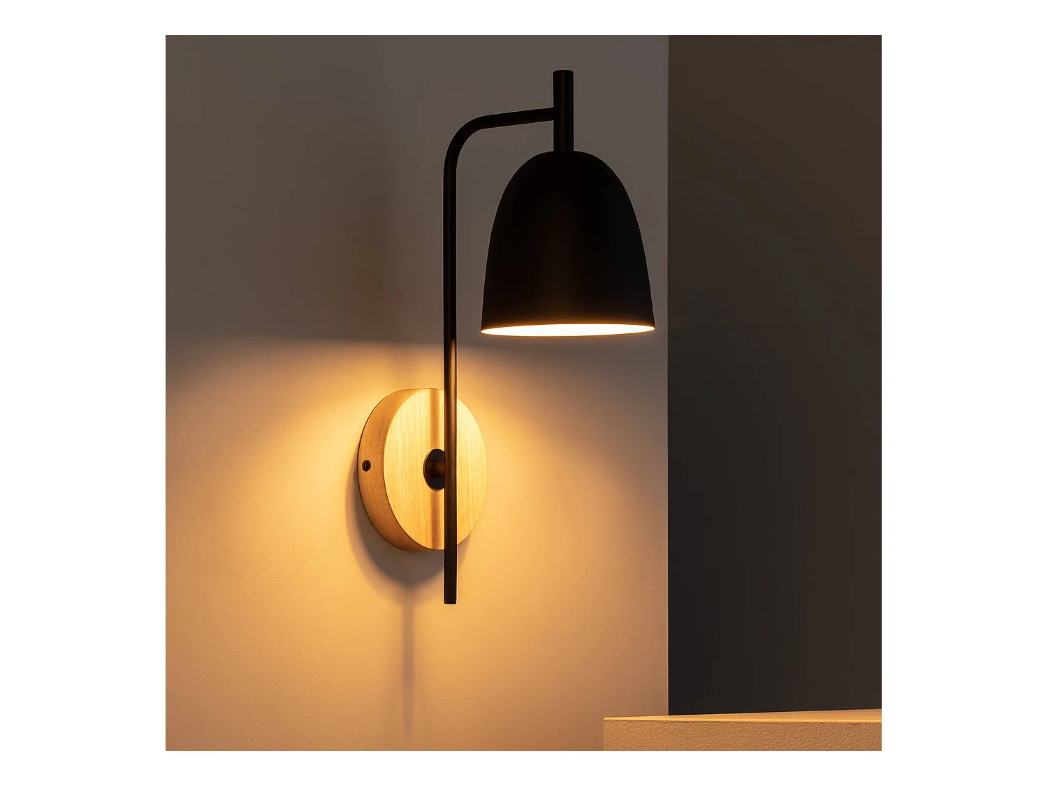 TechBrey Lámpara de Pared de Madera y Metal Fresne