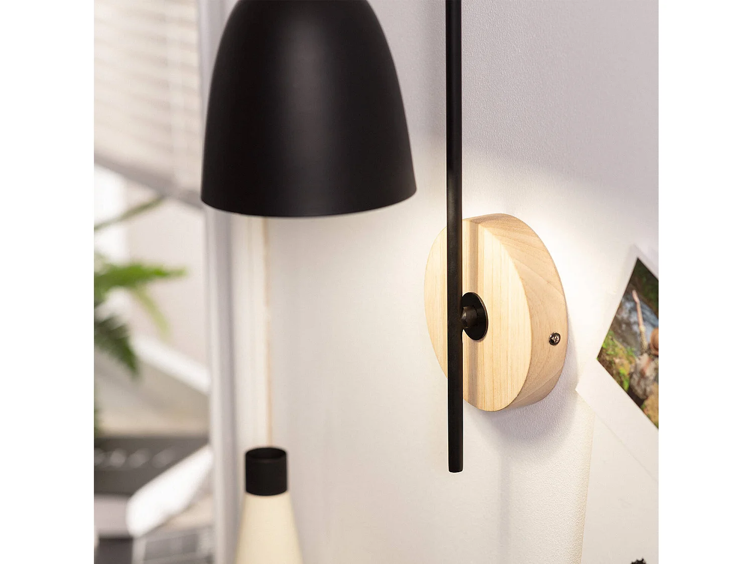 TechBrey Lámpara de Pared de Madera y Metal Fresne