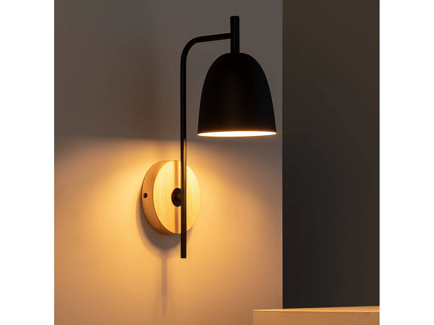 TechBrey Lámpara de Pared de Madera y Metal Fresne