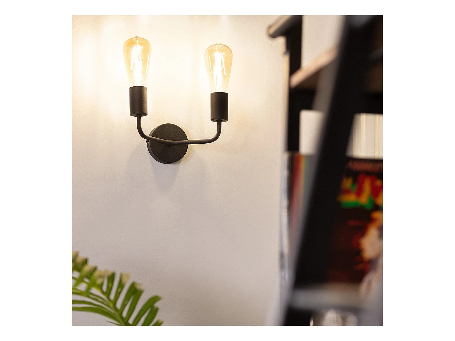 Lampe Murale Métal Jayso 2 Spots Noir