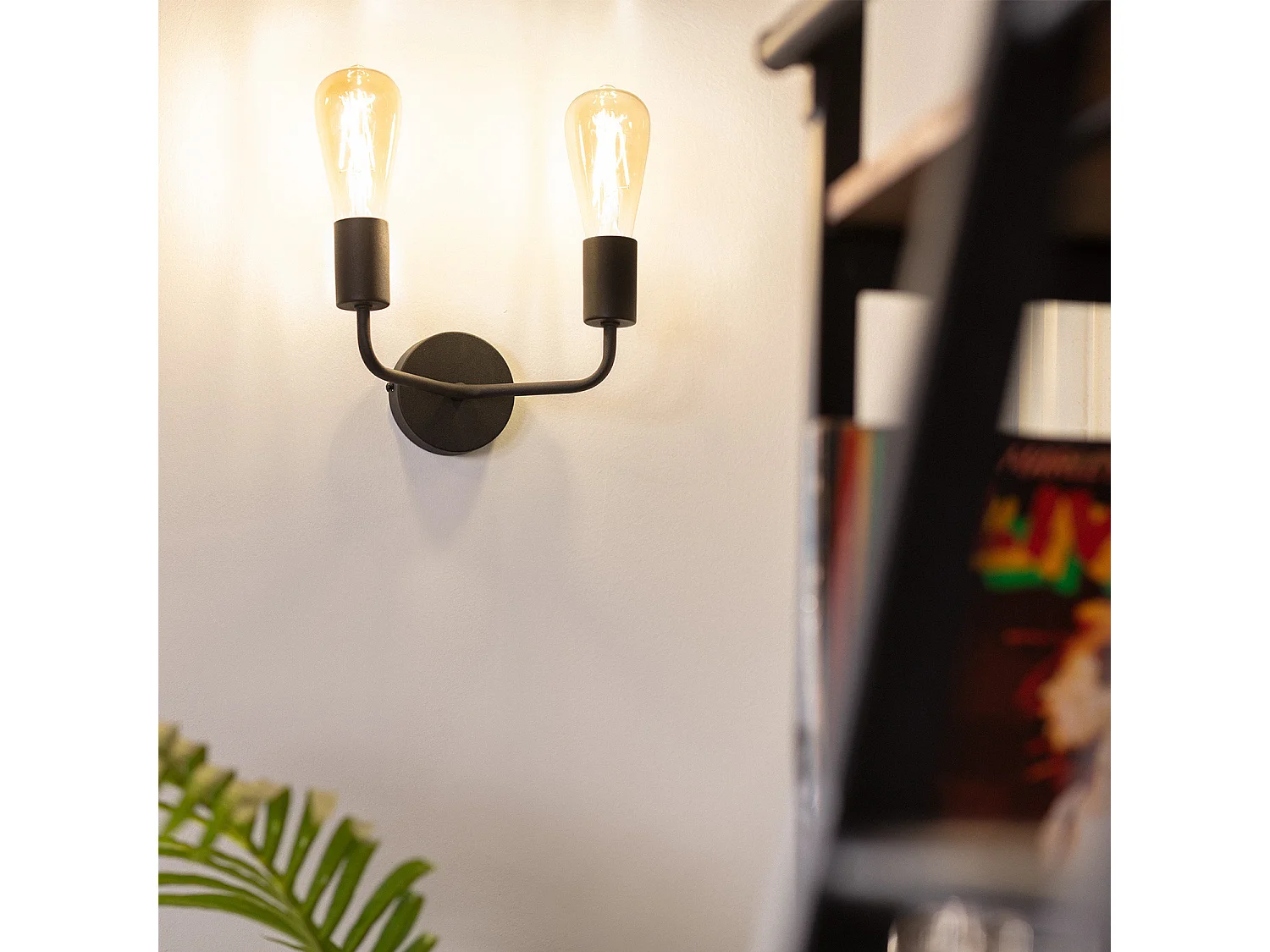 Lampe Murale Métal Jayso 2 Spots Noir