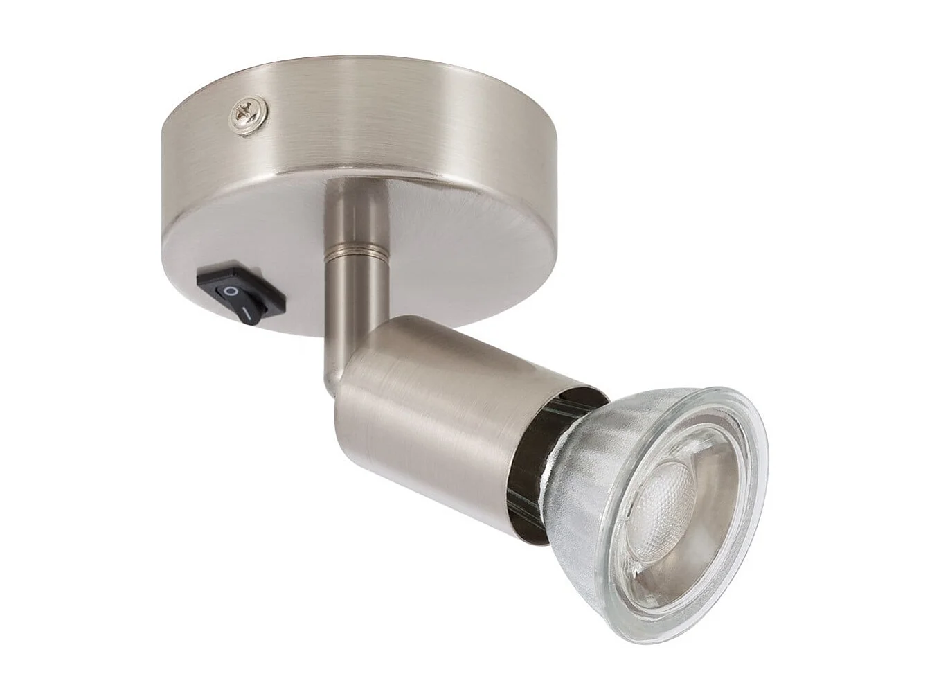 Lámpara de Pared Aluminio Orientable con Interruptor 1 Foco Oasis Plata Plateado