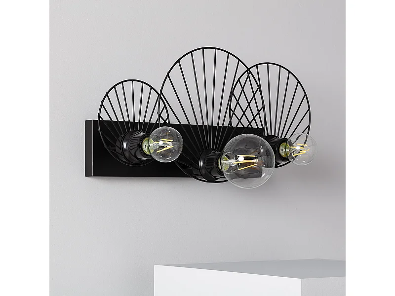 Applique da Parete Kibanda Koto 3 Faretti Nero