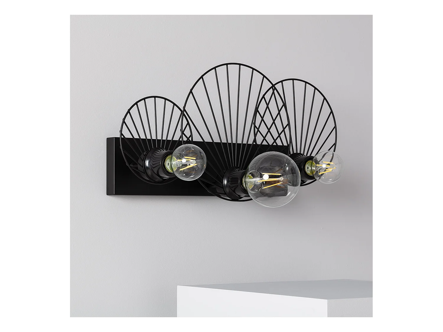 Applique da Parete Kibanda Koto 3 Faretti Nero