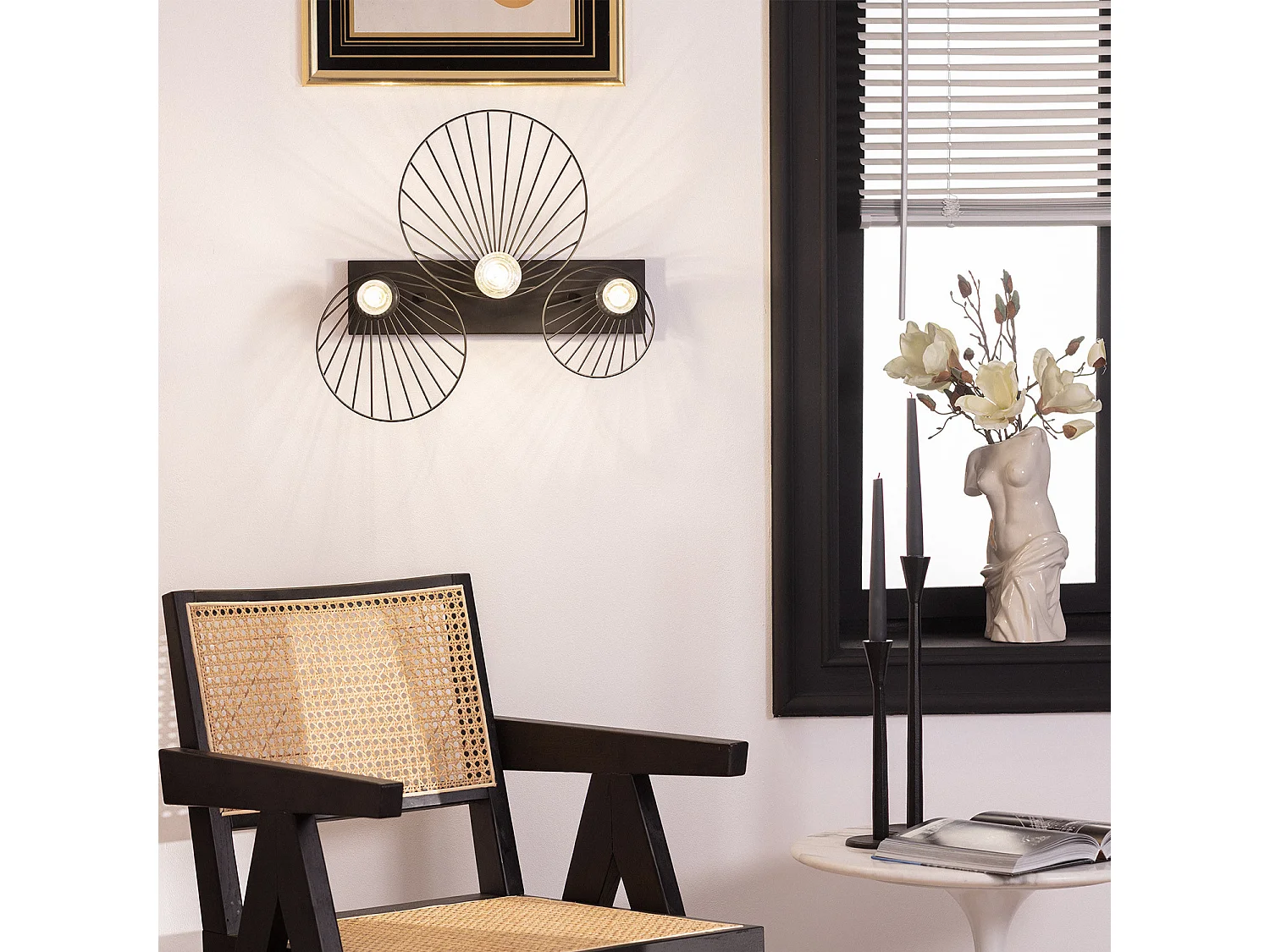 Applique Murale Kibanda Koto 3 Spots Noir