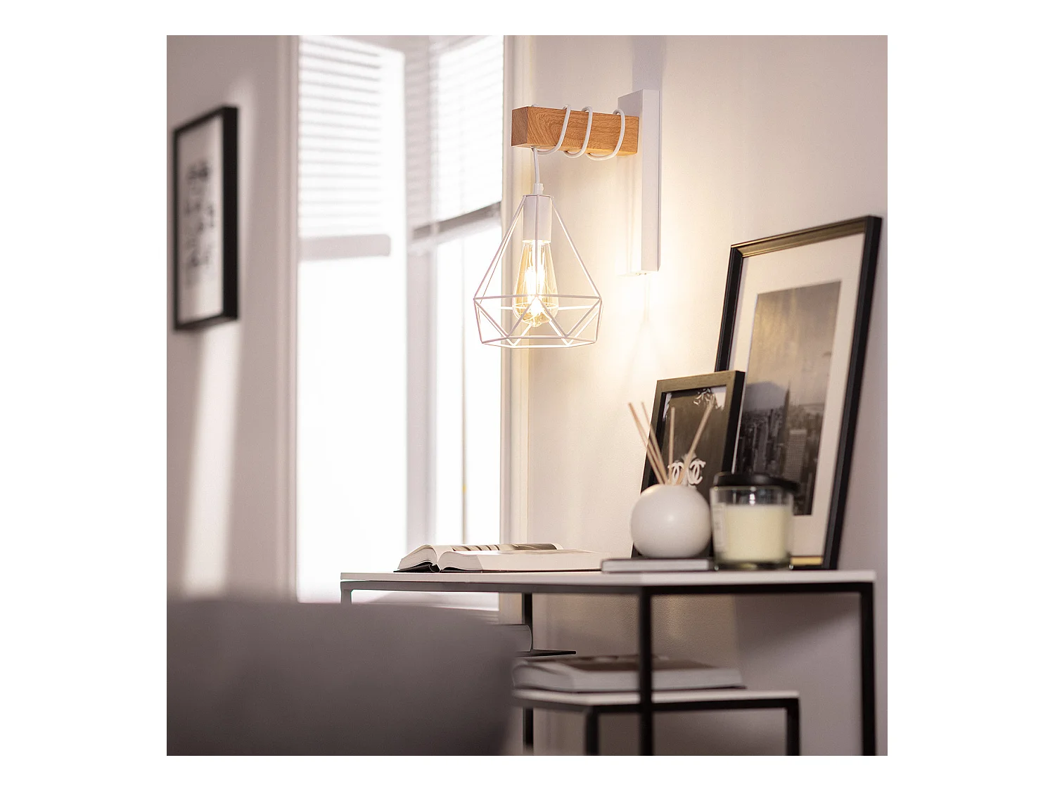 Lampe Murale Métal et Bois Sardo Blanc