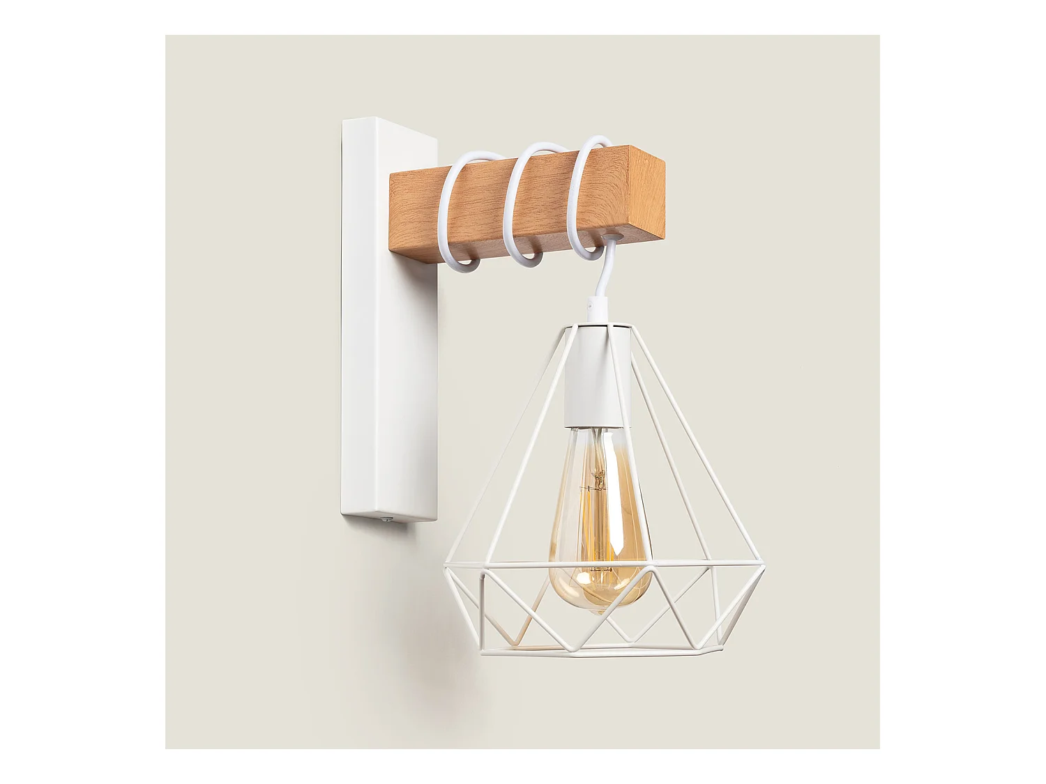 Lampe Murale Métal et Bois Sardo Blanc