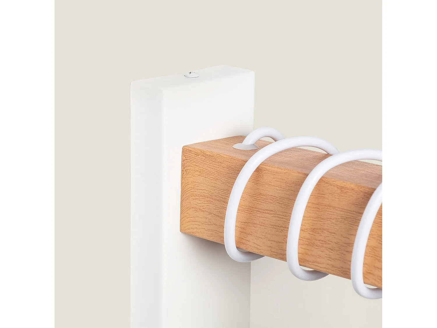 Lámpara de Pared de Metal y Madera Sardo Blanco