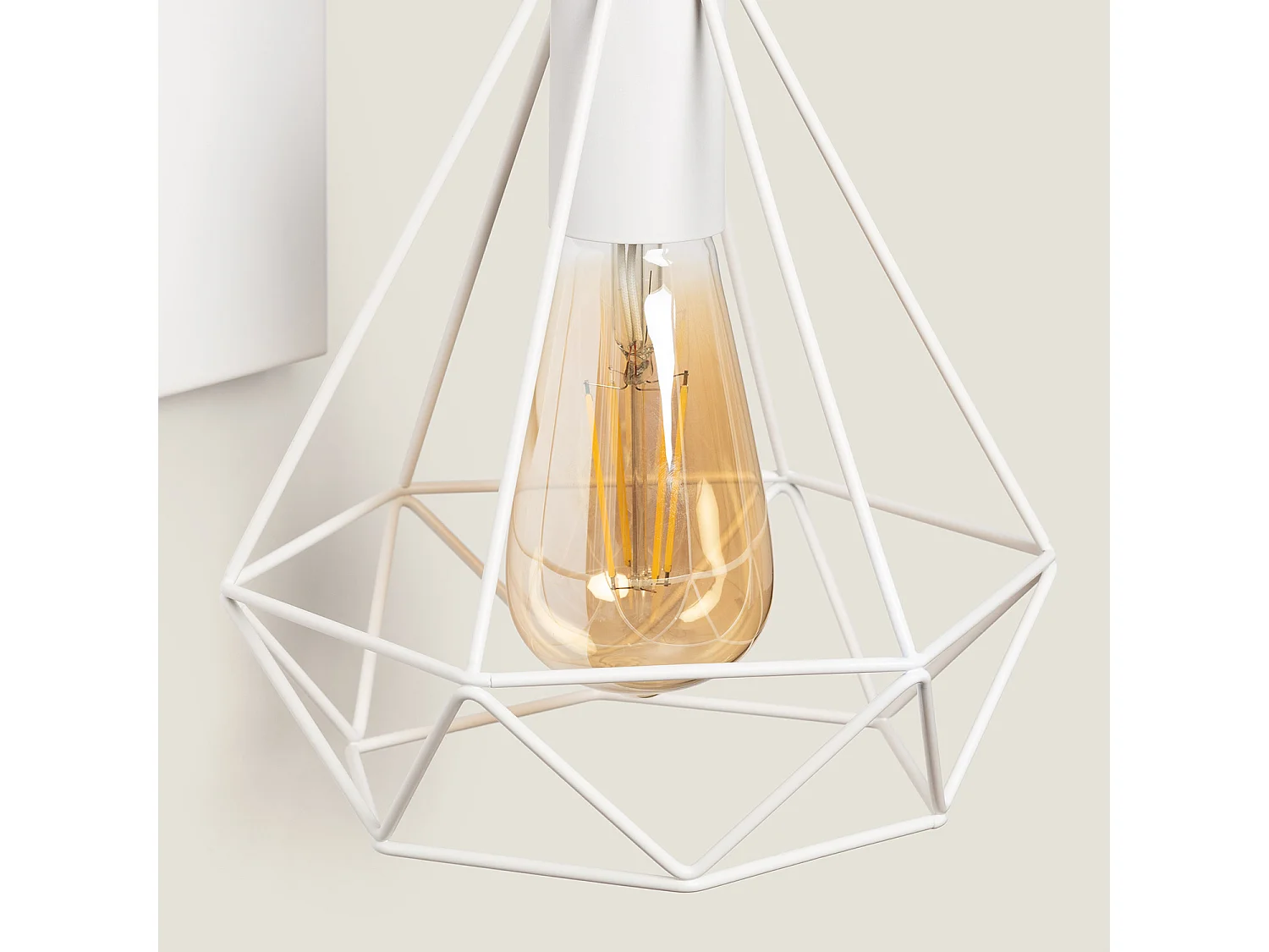 Lámpara de Pared de Metal y Madera Sardo Blanco