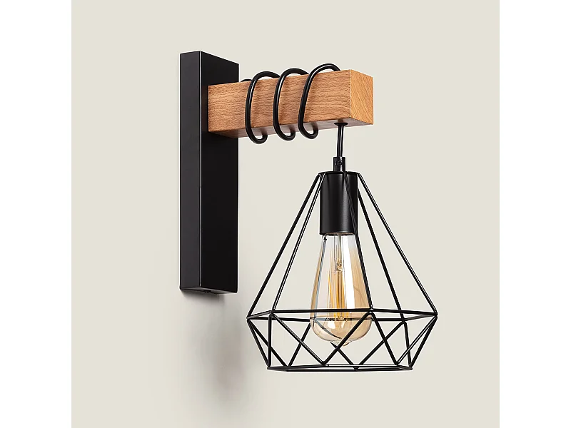 Lampe Murale Métal et Bois Sardo Blanc