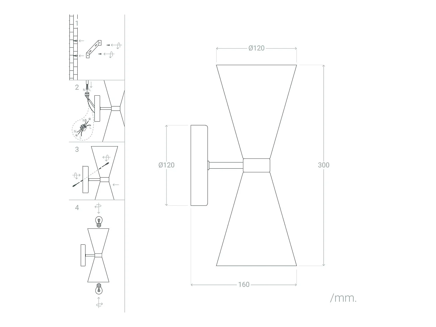 Lampada da Parete Kusini Bianco