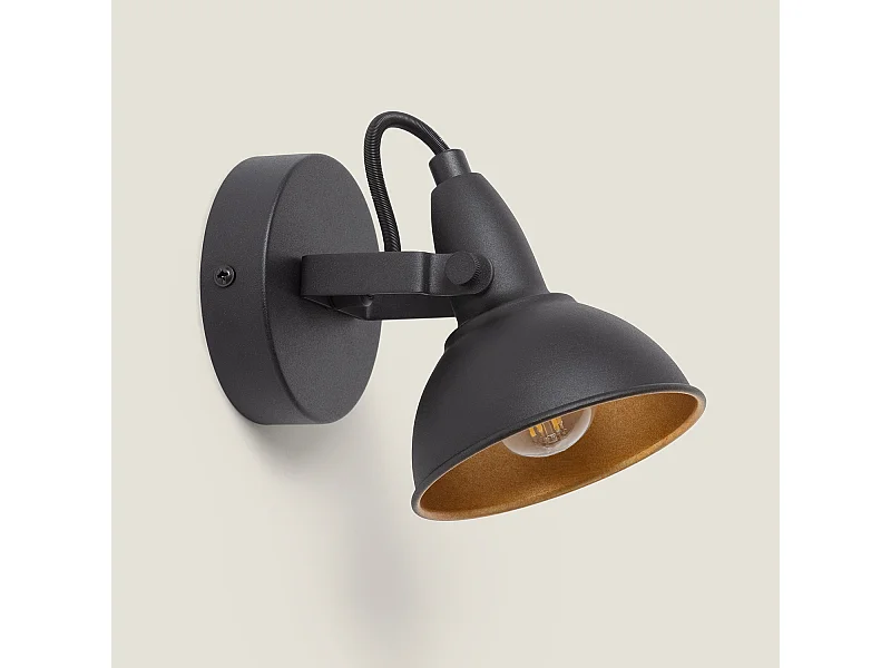 Lampada da Parete Orientabile in Alluminio 1 Faretto Emer Nero Nero