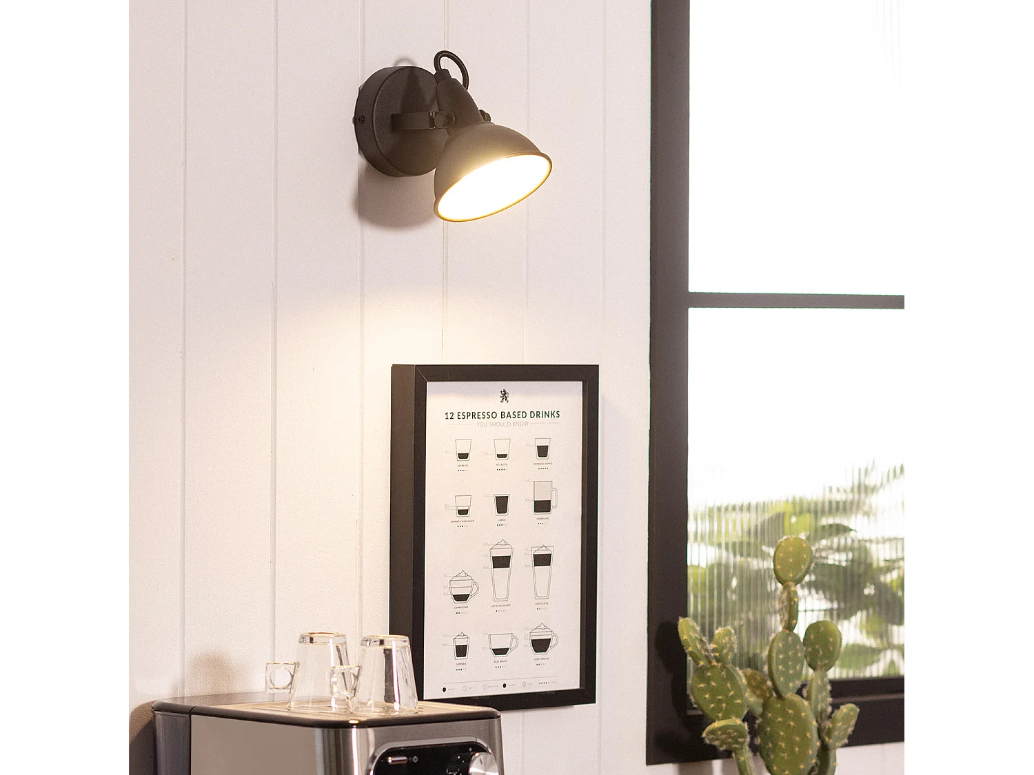 Lampe Murale Orientable Aluminium Emer 1 Spot Noir Noir