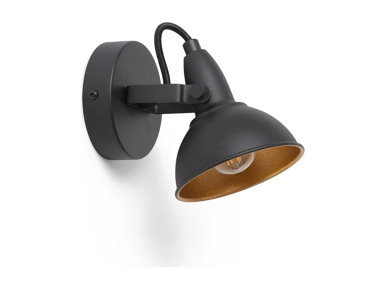 Lámpara de Pared Orientable Metal 1 Foco Emer Negro Negro