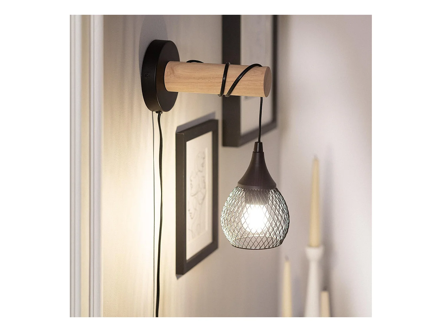 Lampe Murale Bois et Métal Monah Vert Céladon