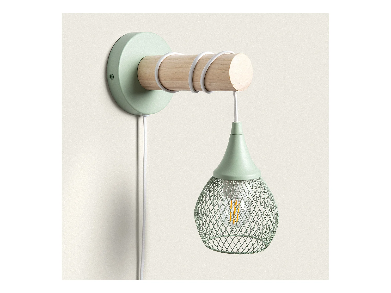 Lampe Murale Bois et Métal Monah Vert Céladon