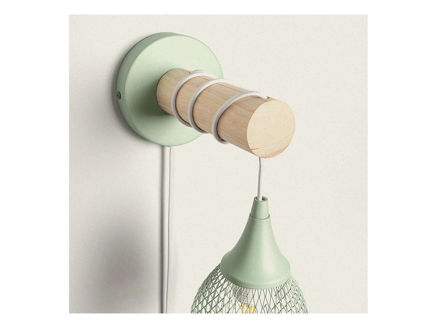 Lampe Murale Bois et Métal Monah Vert Céladon