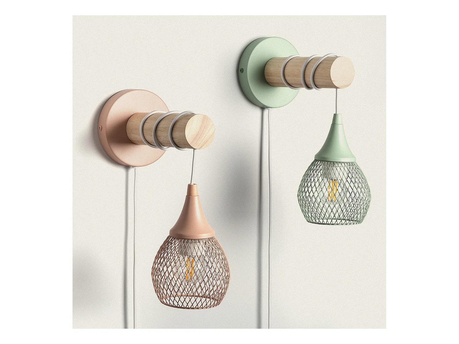 Lampe Murale Bois et Métal Monah Vert Céladon