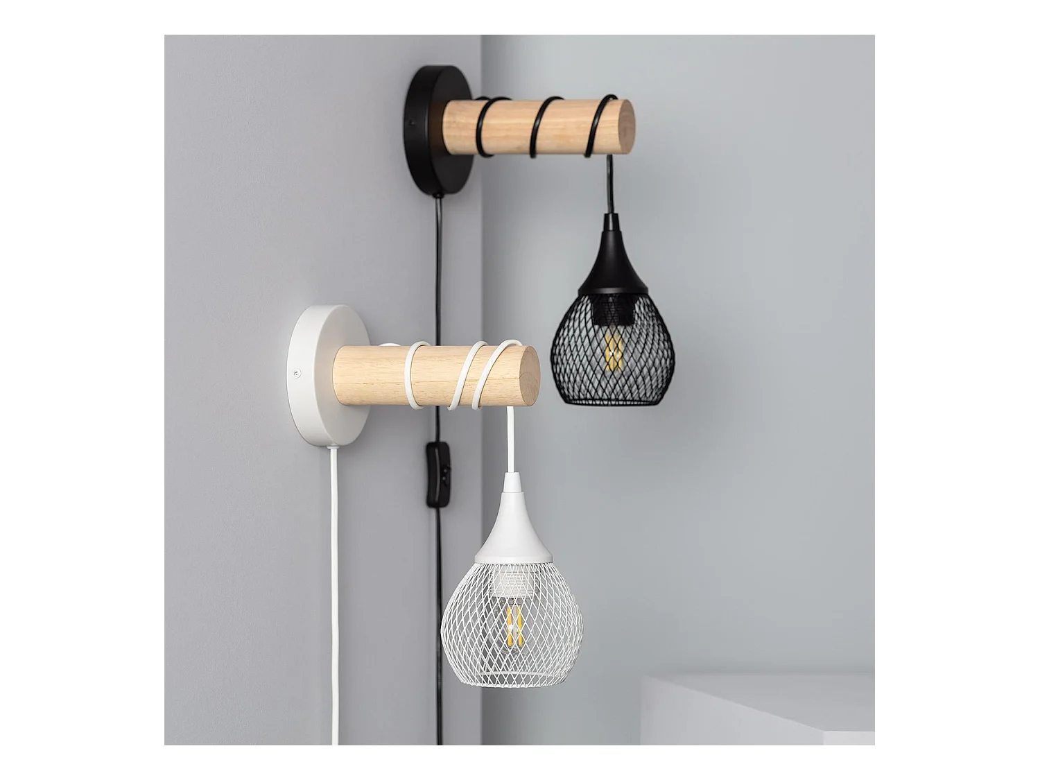 Lampe Murale Bois et Métal Monah Vert Céladon