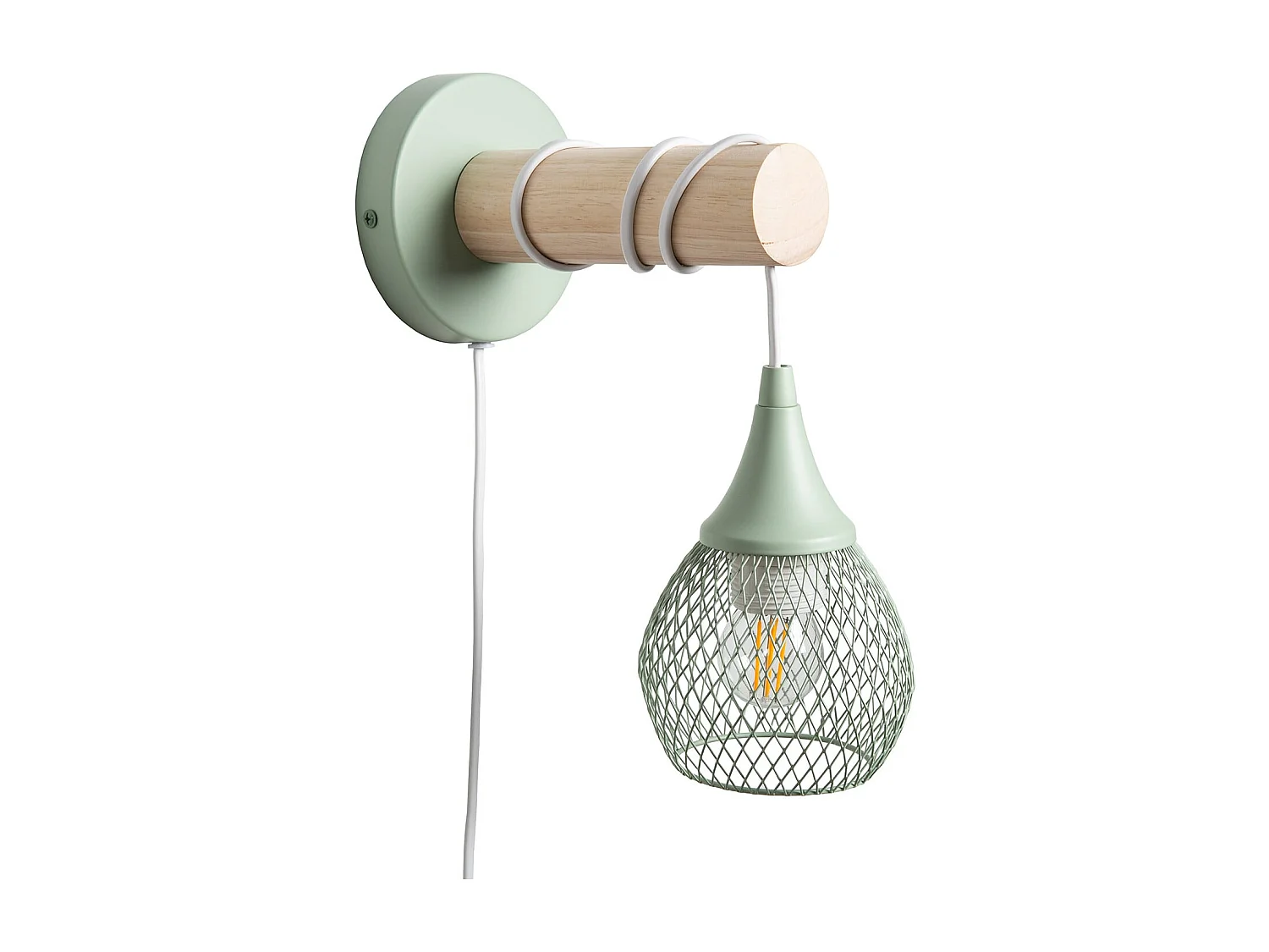 Lámpara de Pared de Madera y Metal Monah Verde Celadón