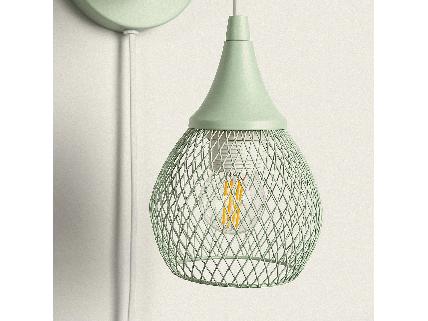 Lámpara de Pared de Madera y Metal Monah Verde Celadón