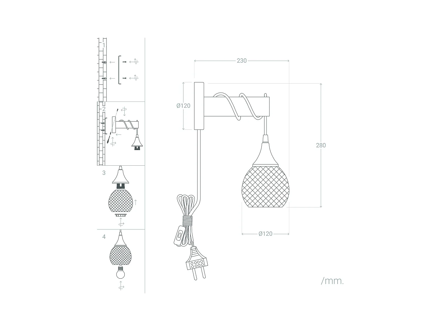 Lampe Murale Bois et Métal Monah Blanc