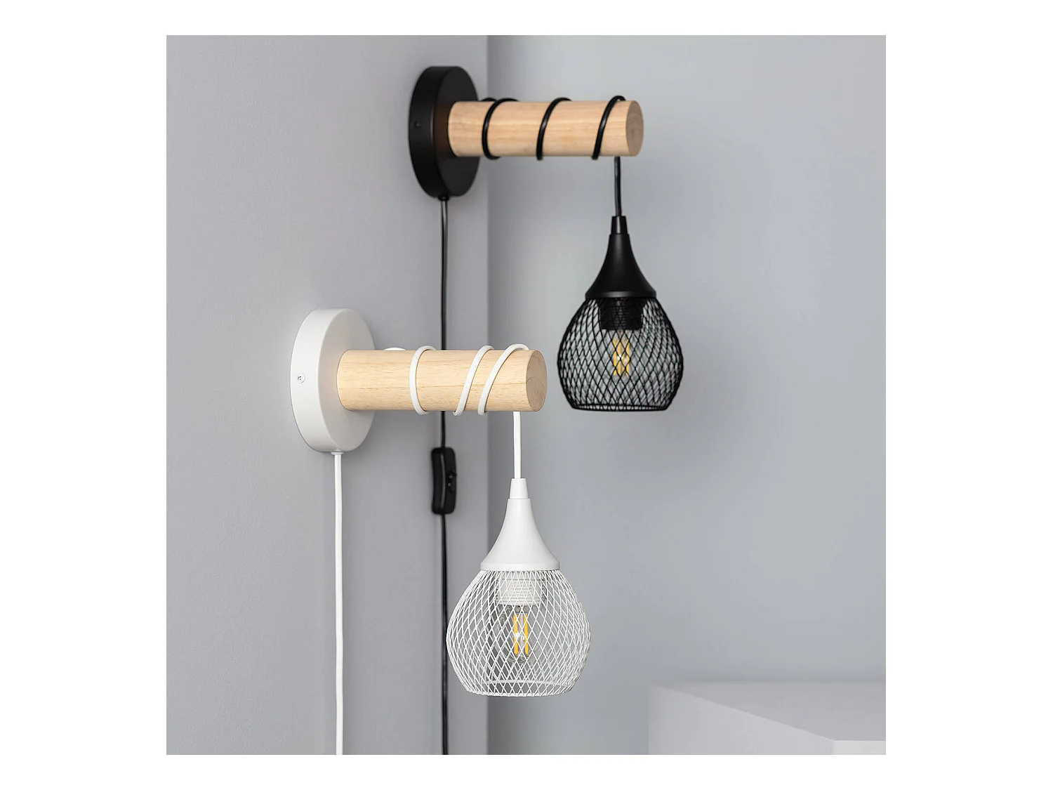 Lampe Murale Bois et Métal Monah Blanc