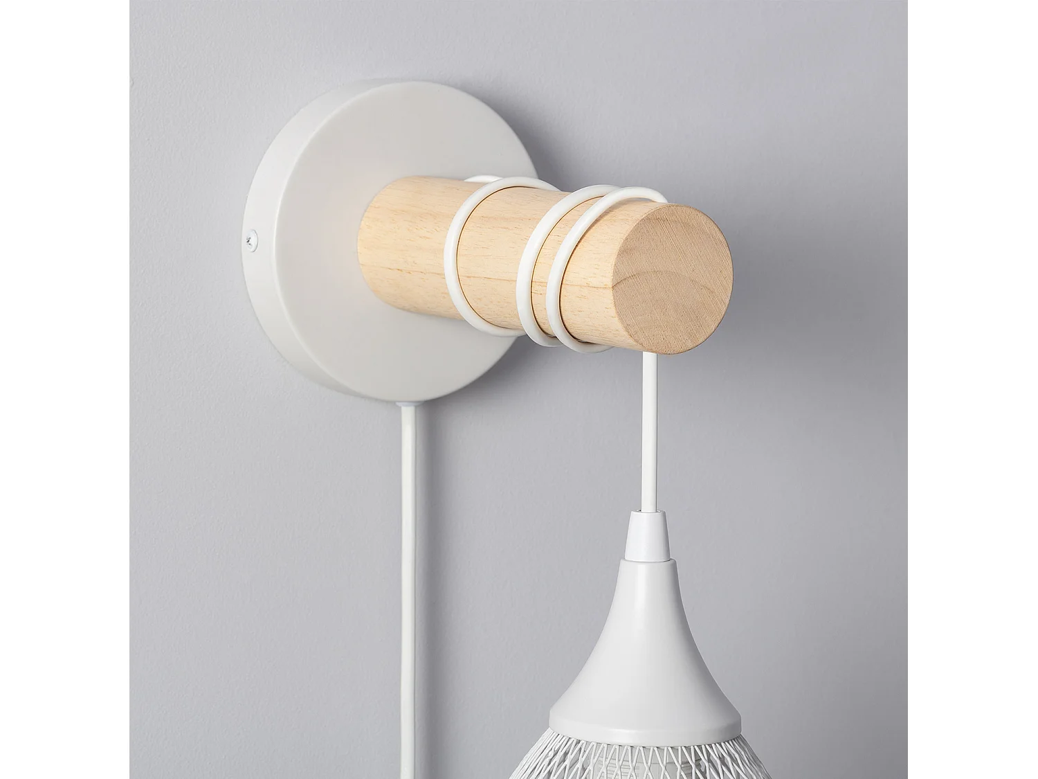 Lampe Murale Bois et Métal Monah Blanc