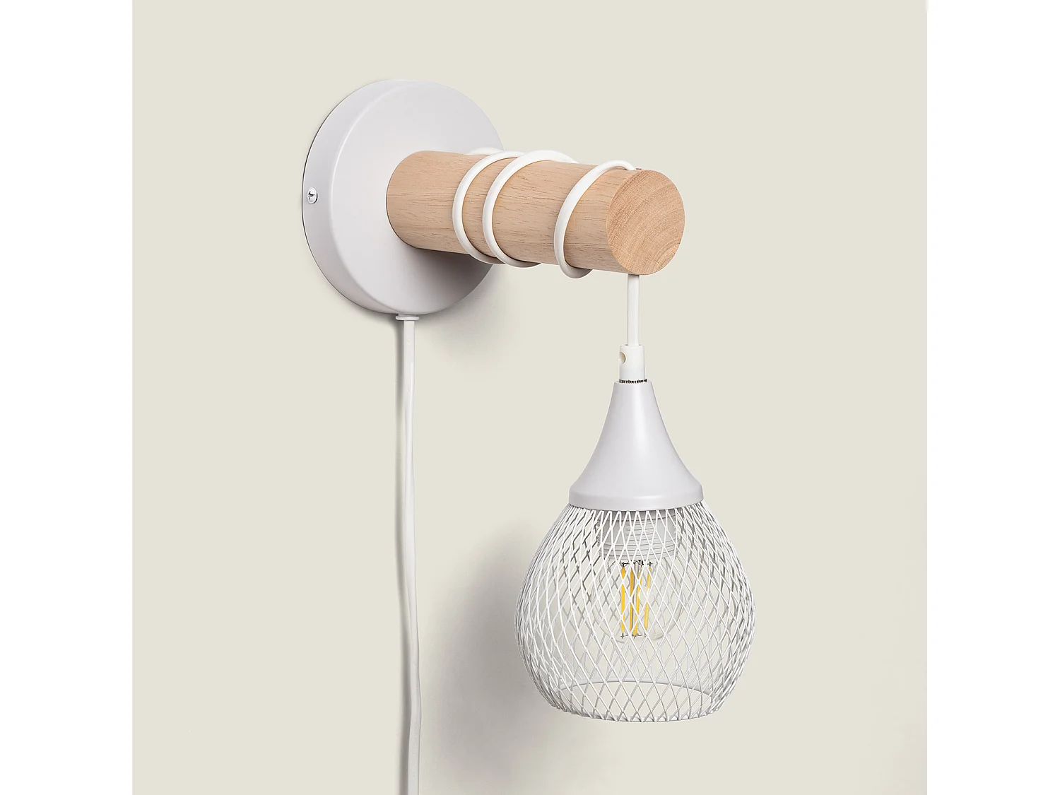 Lampe Murale Bois et Métal Monah Blanc