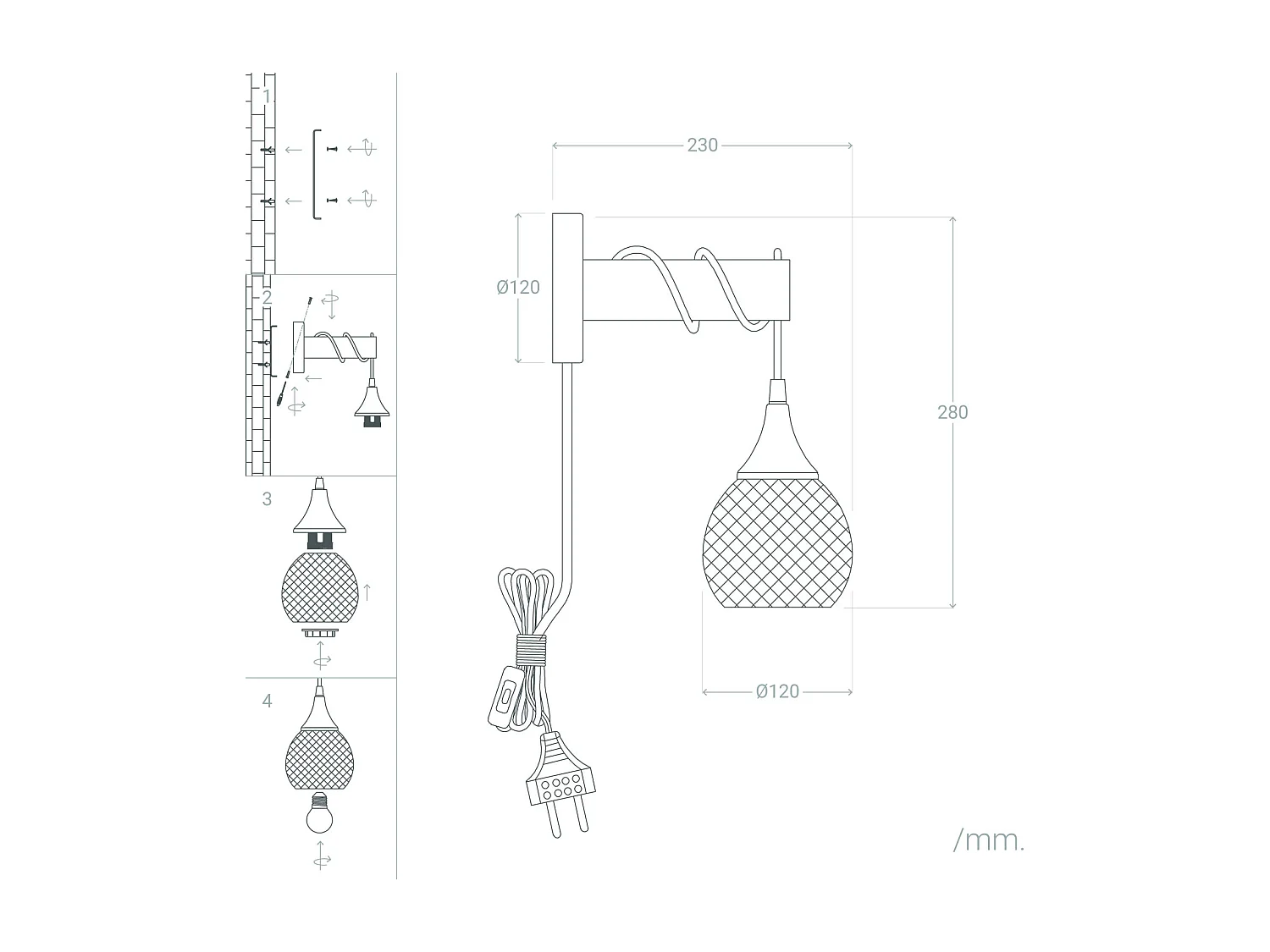 Lampe Murale Bois et Métal Monah Blanc