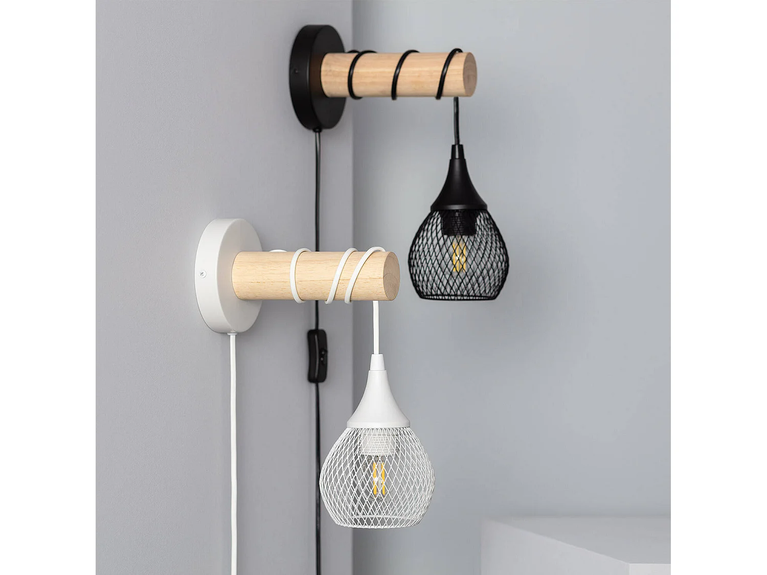 Lampe Murale Bois et Métal Monah Blanc